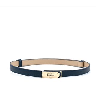 NAVY Signature Turnlock Vegan Leather Belt - Adjustable Gold Hardware