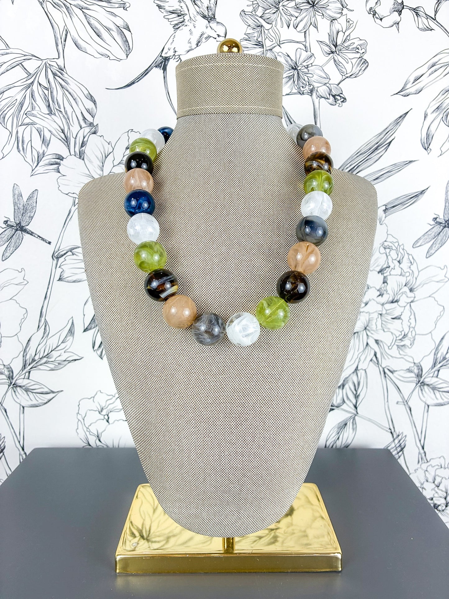 Pop of Joy Olive Mix Beaded Necklace Trending, Treasure Jewels