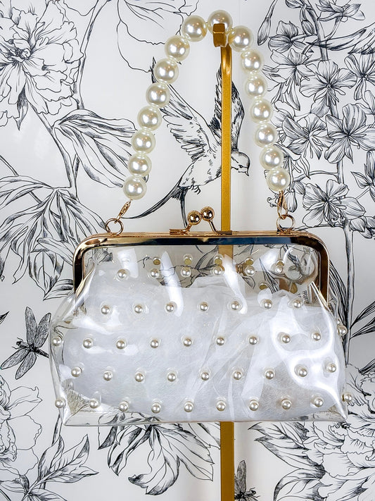 Pearl Shine Toggle Game Day Handbag Stadium Approved Clear Bag