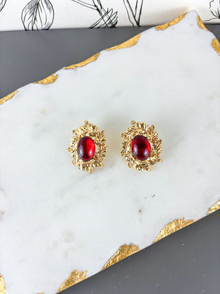 Regal Ruby Red Statement Earrings