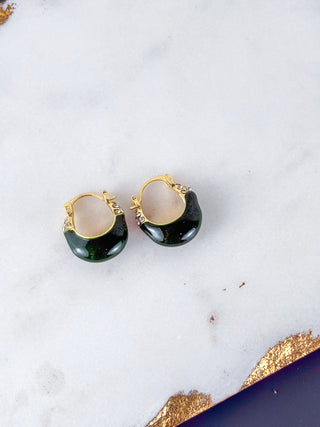 Retro Green Enamel Drop Earrings