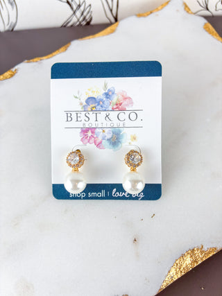 Retro Pearl and Zirconia Drop Earrings