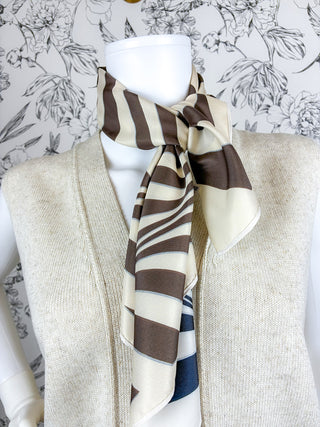 Reversible Zebra Square Scarf – 27" Silky Versatile Bandana Scarf BC BAGS