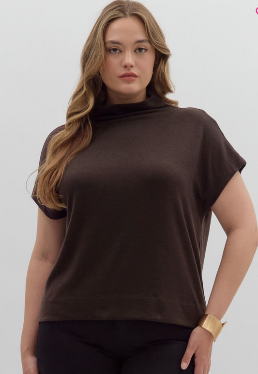 Layer Up Mock in Brown Curvy - Best & Co. Boutique