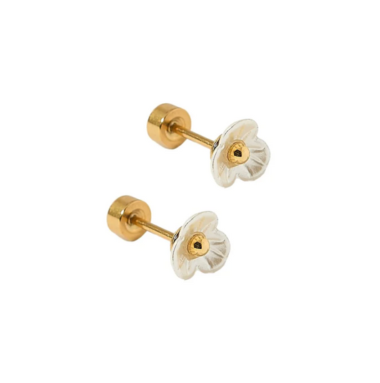 pearl and gold flower stud LINNY CO