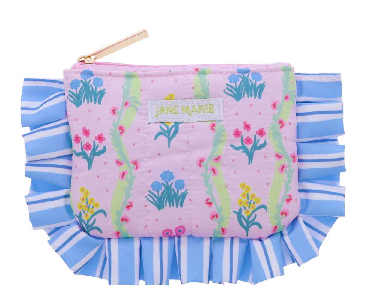 small ruffled zipper makeup pouch JANE MARIE