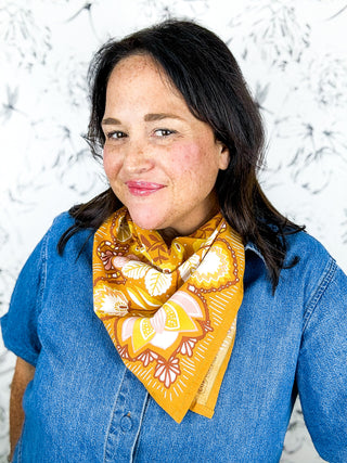 Tawny Wild Rag Bandana Scarf, yellow rust, pink gold