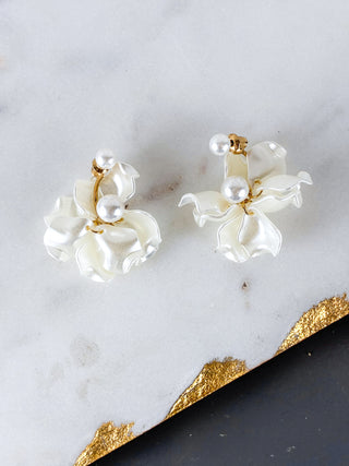 Vintage Floral Pearl Tassel Earrings