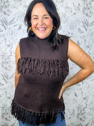 Wayfarer Fringe Vest in Chocolate HYFVE