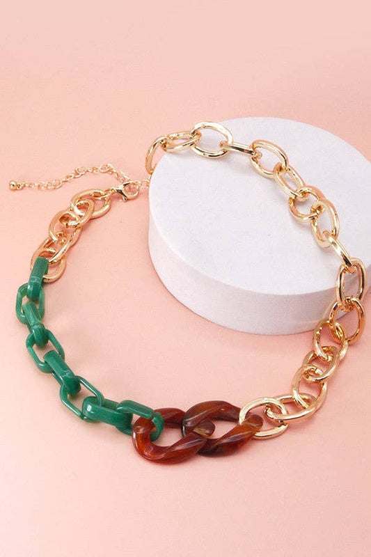 Green Tortoise Acrylic Gold Chain - Best & Co. Boutique