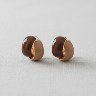 Vintage Coffee Tone Enamel Stud Earrings