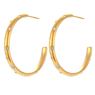 Heidi Thin CZ Hoops | 18K Gold