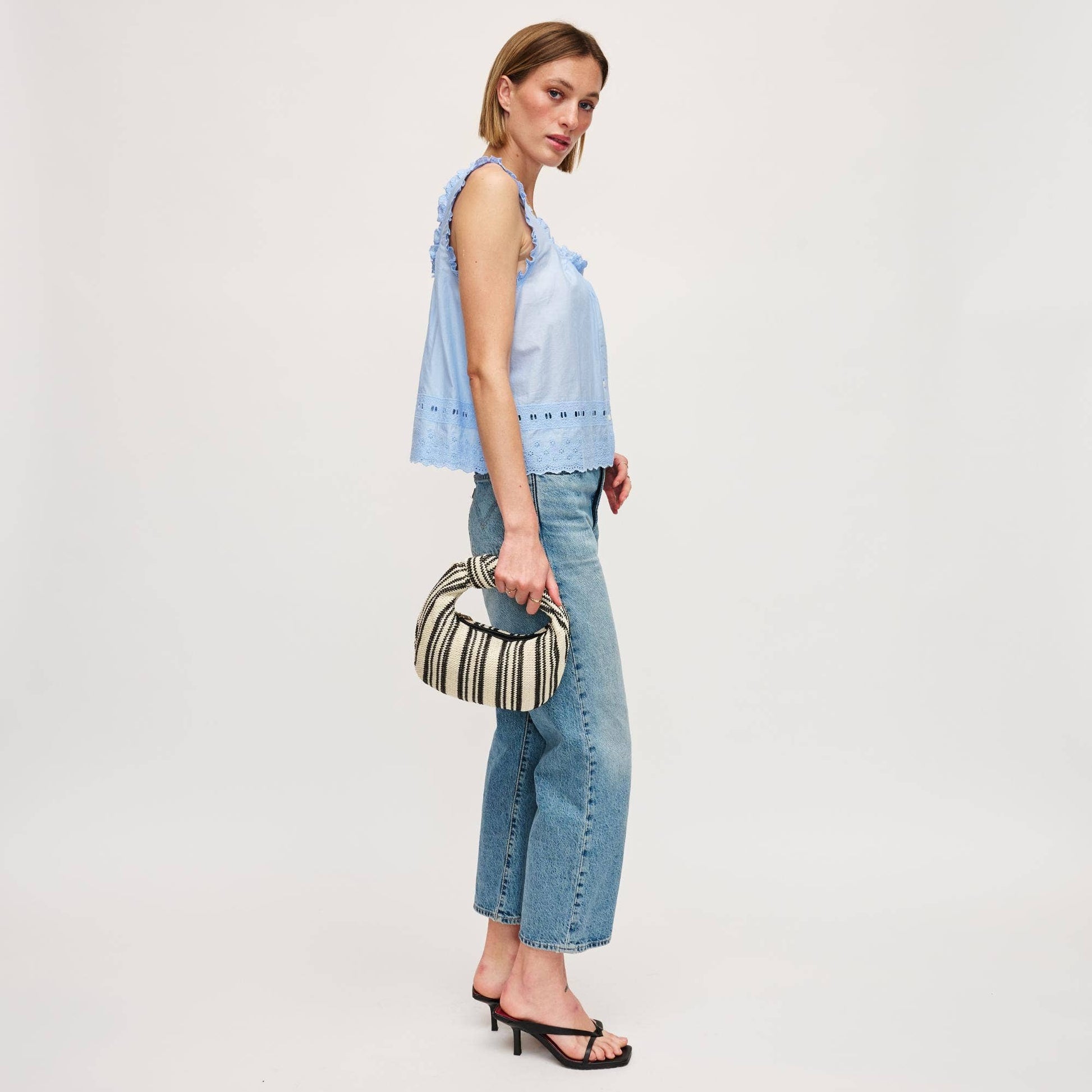 Tessa Straw Knotted Clutch (BW) - Best & Co. Boutique