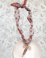 Red Floral Bow Charm Scarf Necklace