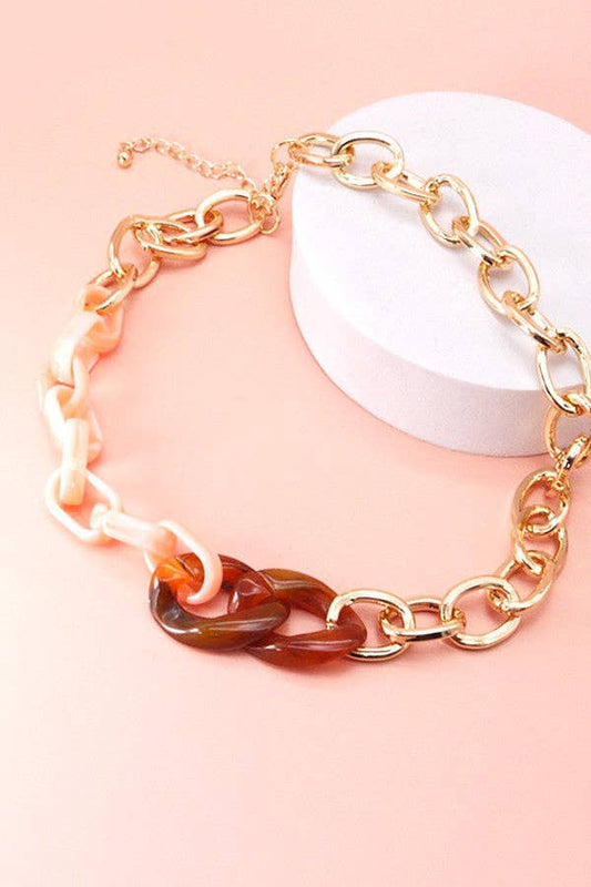 Peach Tortoise Acrylic Gold Chain - Best & Co. Boutique