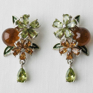 Vintage Inspired Cubic Zirconia Flower Tassel Earrings