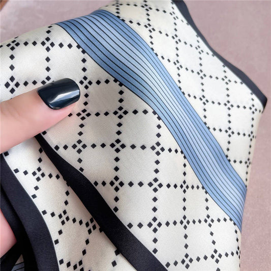 Blue and Beige Geomentric Twillie Scarf - Best & Co. Boutique