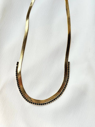 Fiona 18K Herringbone | Black CZ