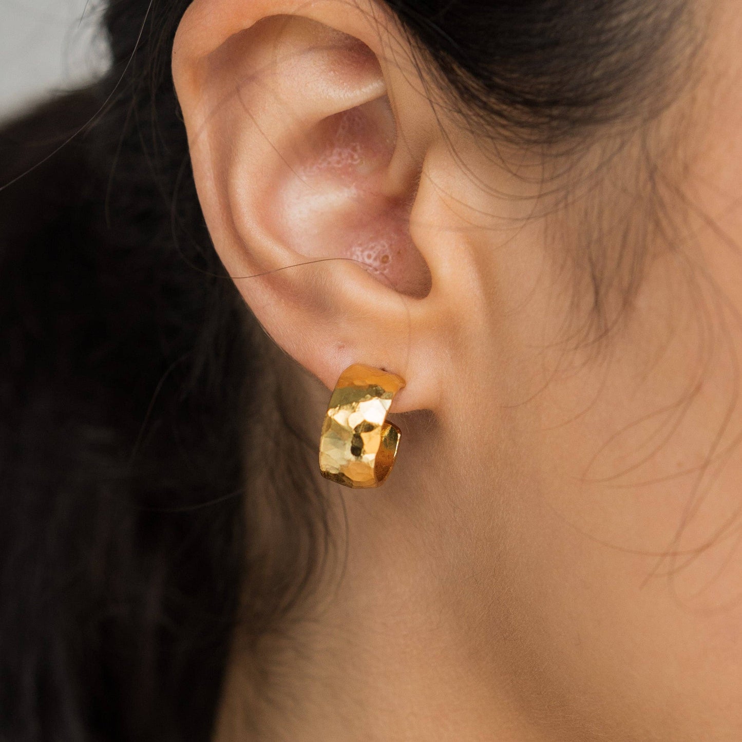 Harriet Hammered Mini Hoops