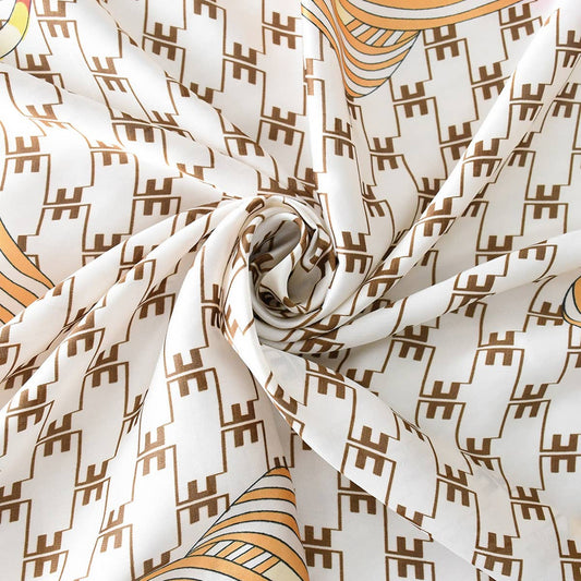 Yellow and Brown Chain Print Square Scarf - Best & Co. Boutique