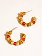 Noisette Boho Beaded Hoops | Red