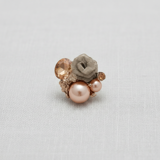 Frosted Winter Rose & Pearl Stud Earrings