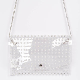 Pearl Studded Clear Envelope Crossbody | Silver