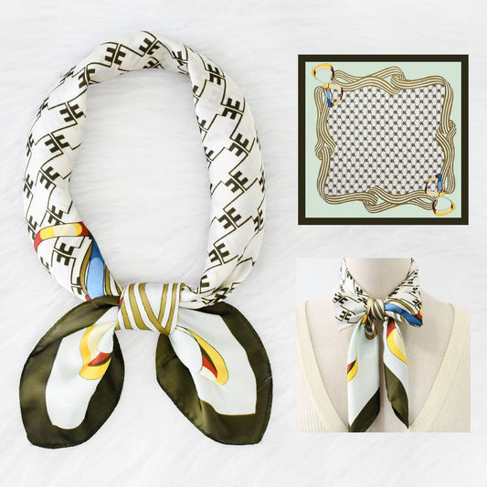 Green and Brown Chain Print Scarf - Best & Co. Boutique