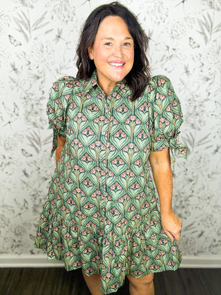 green william morris inspired mini dress ENTRO