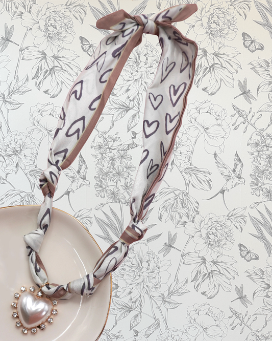 Pearl Heart Charm Scarf Necklace